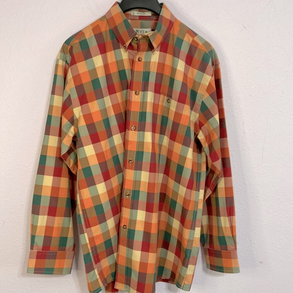 Orvis Men Multi-Color Oxford Button Down Cotton Longsleeve Shirt Size L